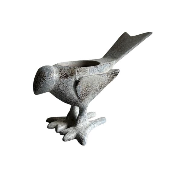 Gray and Black Metal Bird Figurine Tealight Holder - Picture 1 of 6